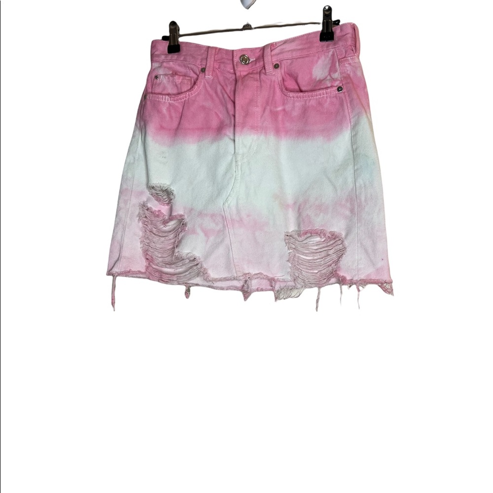 & Denim Custom Tie Dye Denim Mini Skirt Size 6